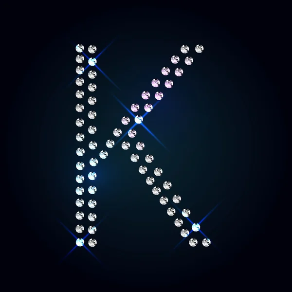 보석 K 편지입니다. 빛나는 다이아몬드 글꼴. — 스톡 벡터