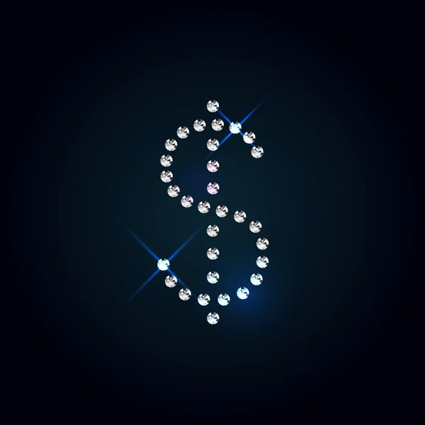 Gems symbol. Shiny diamond font. — Stock Vector