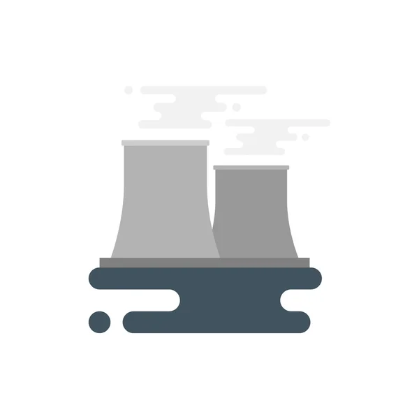 Nuclear power plant pictogram op groene achtergrond in moderne vlakke stijl — Stockvector