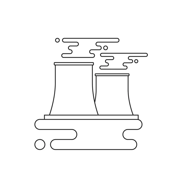 Nuclear power plant pictogram op groene achtergrond in streekstijl — Stockvector