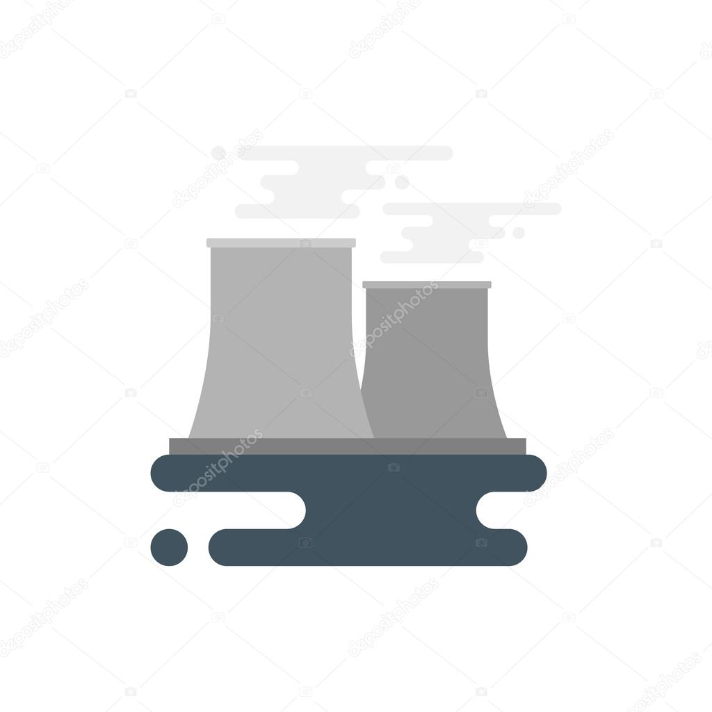 Nuclear power plant icon on green background in modern flat style