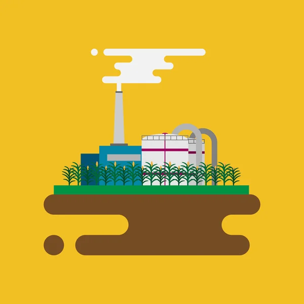 Vektorkonzept einer Raffinerie für Biokraftstoffe zur Verarbeitung natürlicher Ressourcen wie Biodiesel — Stockvektor