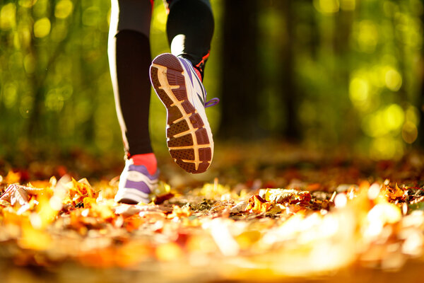 Woman exercise, shoes closeup