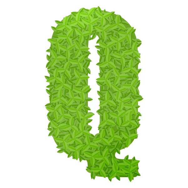 Упсеказа літера Q, що складається з зеленого листя — стоковий вектор