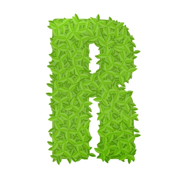 Упсеказа літера R, що складається з зеленого листя — стоковий вектор