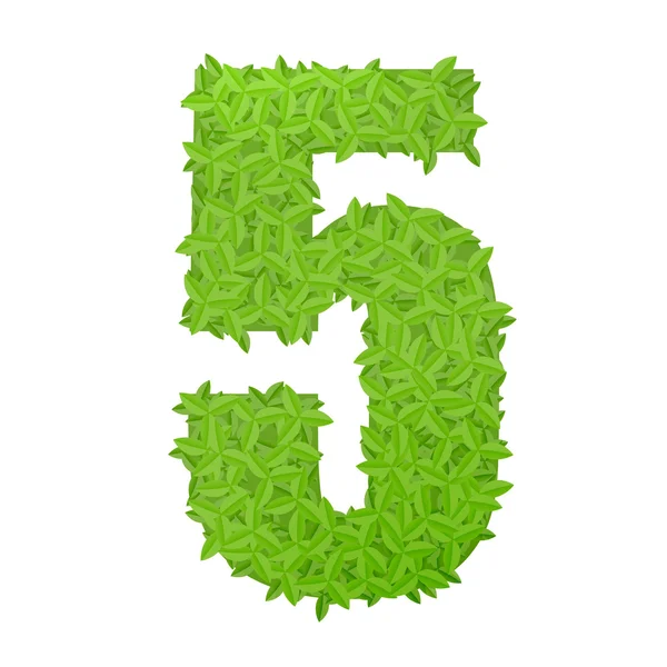 5 号组成的绿色的树叶 — 图库矢量图片