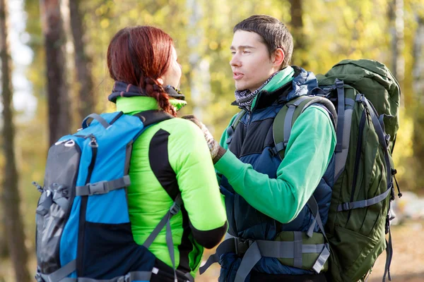 Woman look at each other in park — Stock Photo, Image