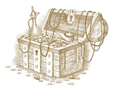 Treasure chest drawn by hand clipart