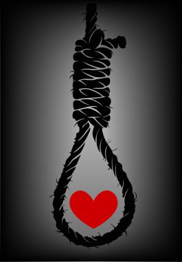Hangman's noose ve kalp ile eski ip
