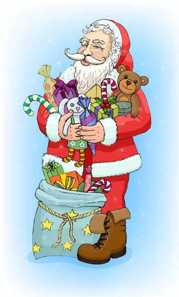 Babbo Natale con regali — Vettoriale Stock