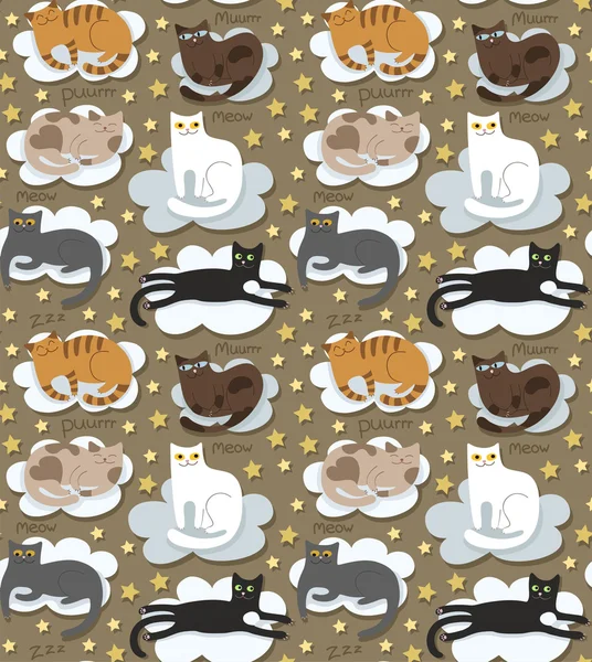 Gatos sin costura divertido backgroun — Vector de stock