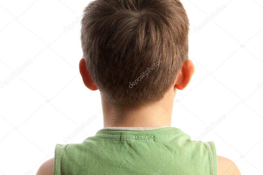 The boy standing a back
