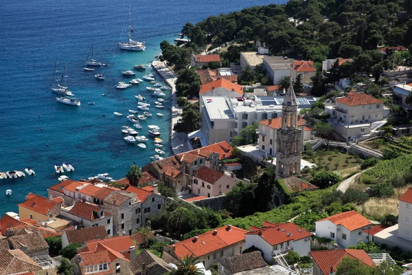 Vista della città di Hvar da una fortezza. Isola di Hvar. Croazia . Foto Stock