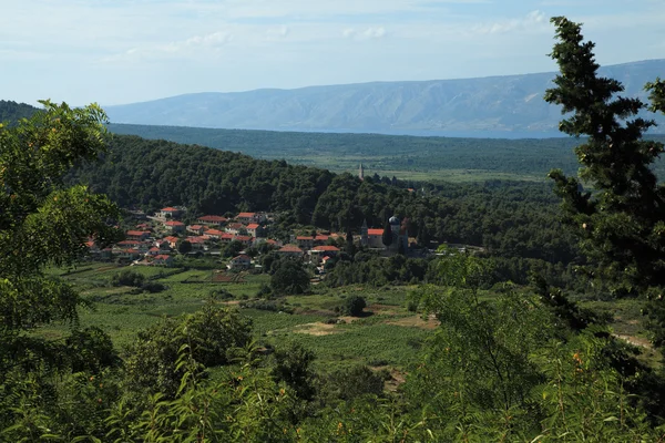 Вид на деревню Свирце, остров Хвар — стоковое фото