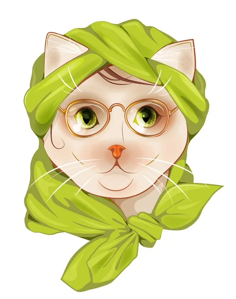 Retrato del gato hipster con gafas y bufanda de seda — Vector de stock