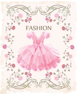 pembe elbise Vintage etiketle