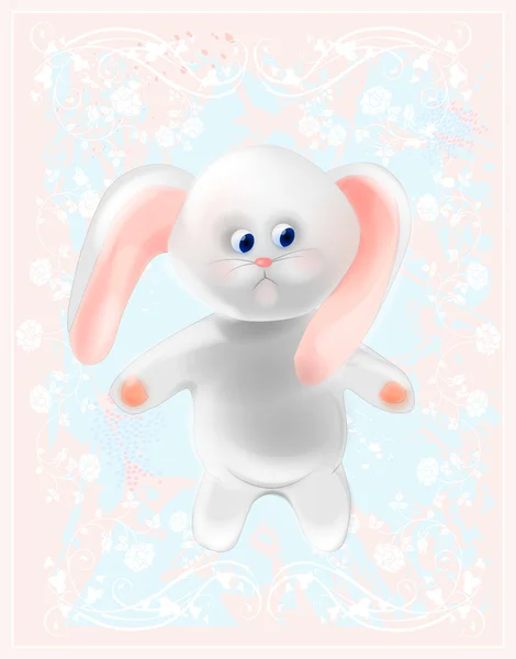 White  honey bunny. Happy Easter card.  Cute hare. — Stock Vector