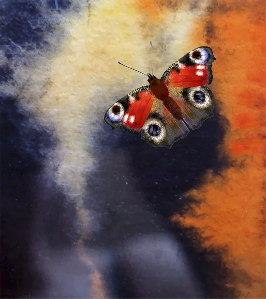 Fundo aquarela abstrata com borboleta — Vetor de Stock