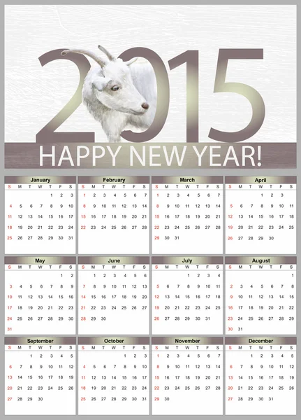 Ημερολόγιο για το 2015 με την κατσίκα — Διανυσματικό Αρχείο