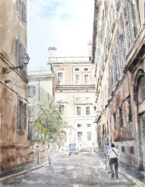 city scape suluboya çizimi