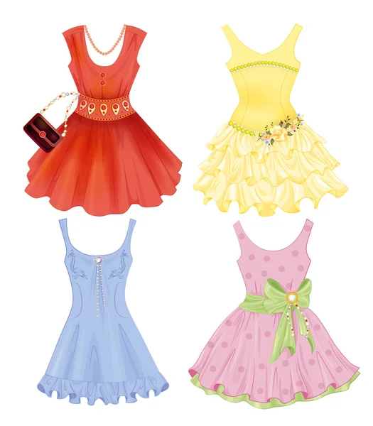 Conjunto de vestidos festivos para niñas — Vector de stock