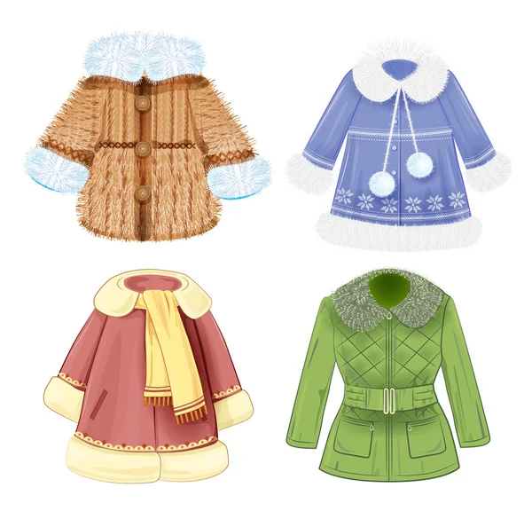 Σύνολο χειμωνιάτικα ρούχα για παιδιά — Διανυσματικό Αρχείο