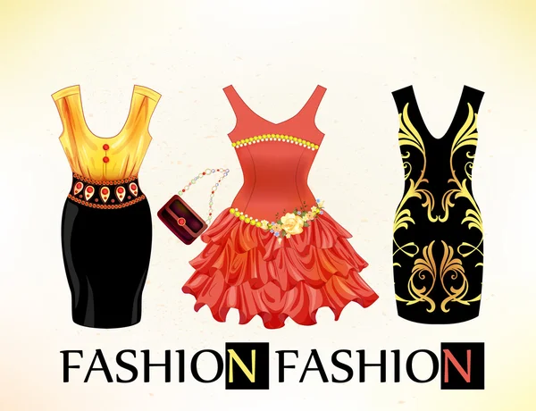 Conjunto de vestidos de fiesta vintage para niñas — Vector de stock