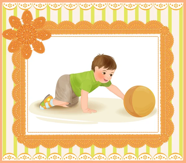 Cute baby playing with ball — Stock Vector