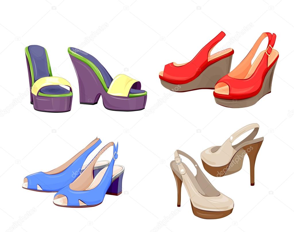 fashion collection of girls shoes.