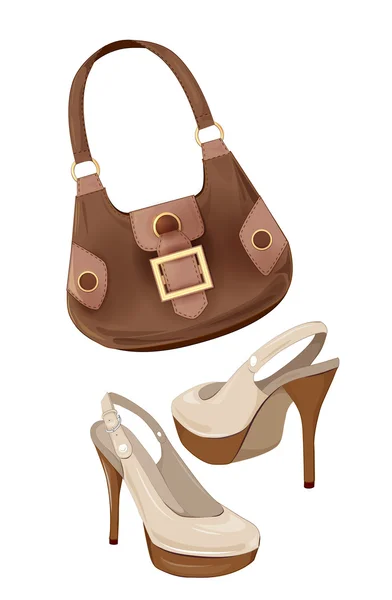 Set of handbags and shoes — Stock Vector