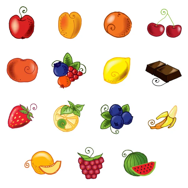 Ensemble de vecteurs de fruits — Image vectorielle