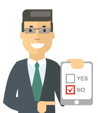 Onay kutusunu Holding karikatür işadamı