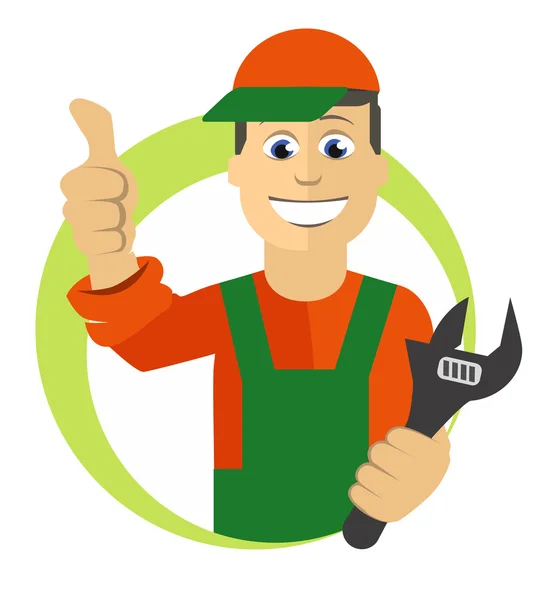 Worker with wrench — Stock Vector