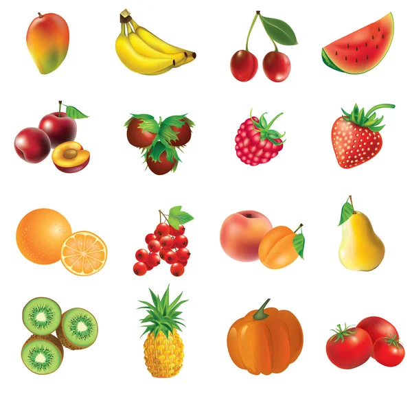 一套水果和蔬菜 — 图库矢量图片