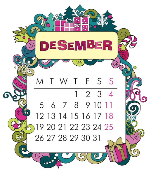 Quadro decorativo de calendário - dezembro —  Vetores de Stock