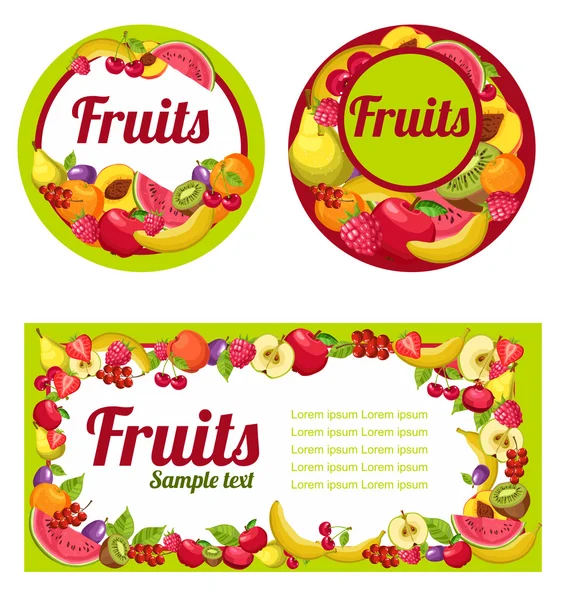 Set etichette frutta — Vettoriale Stock