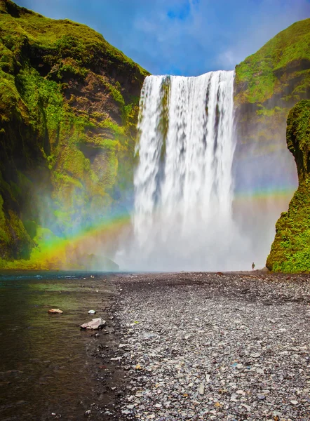 여름에 폭포 Skogafoss — 스톡 사진