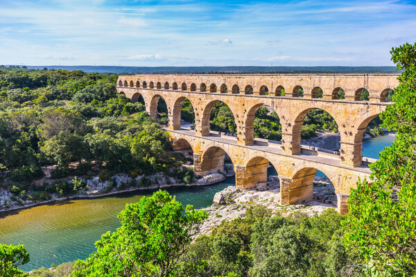 Aqueduct Pont du Gard on river Gardon