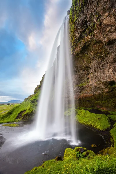 Seljalandsfoss waterfall in July Royalty Free Stock Images