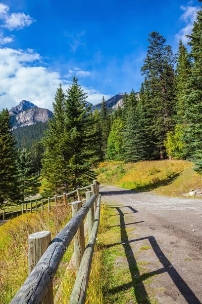 The wooden fence on  Lake Louise — Stock Photo, Image