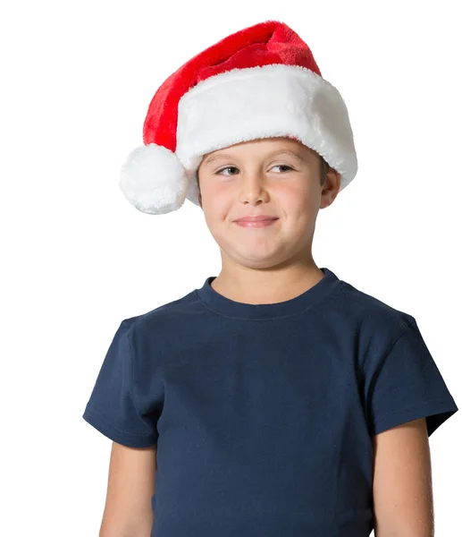 Jongen in Kerstman hoed — Stockfoto