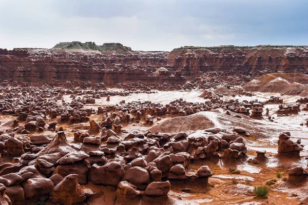 Many Funny Figures Red Brown Sandstone Scenic Utah State Park — Stock Photo, Image