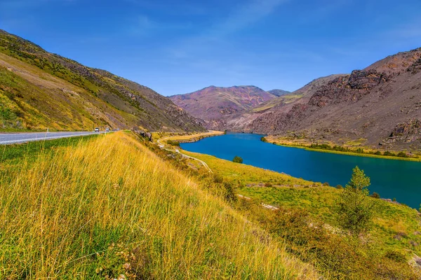 Magic South Island Nový Zéland Jezero Dunstan Města Cromwell Vesele — Stock fotografie