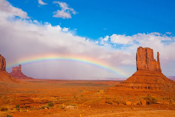 Magnificent Rainbow Sky Usa Monument Valley Unique Geological Formation Huge — Stock Photo, Image