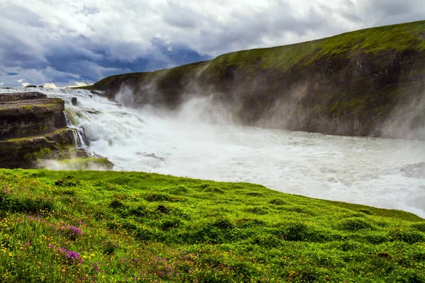 Gullfoss Golden Falls Vízesés Izlandon Hvita Folyón Délnyugat Izland Dübörgő — Stock Fotó