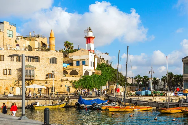 Yaşlı Yaffo Akşam Olmadan Önce Alacakaranlık Gün Batımı Yaffo Limanında — Stok fotoğraf