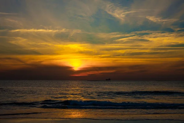 Sommeren Israel Magisk Solnedgang Caesarea Ved Kysten Middelhavet Solen Lav – stockfoto