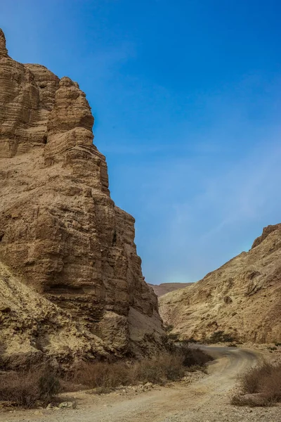 Judese Woestijn Vuile Weg Door Canyon Oude Geruïneerde Bergen Van — Stockfoto