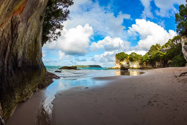 Côte Pacifique Nouvelle Zélande Marée Basse Coucher Soleil Magnifique Grotte — Photo