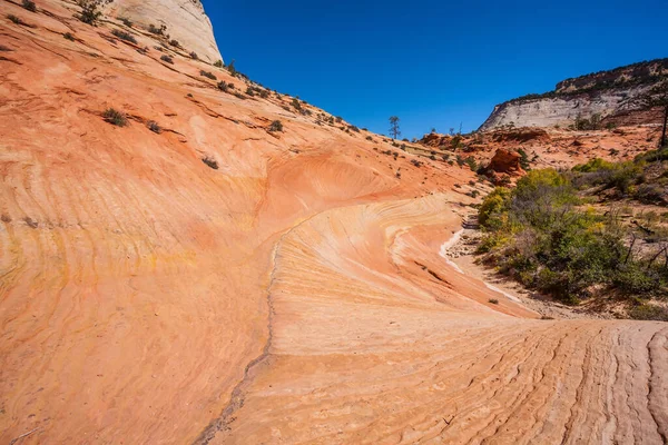 Utah Estados Unidos Sendero Estrecho Ladera Empinada Montaña Hermoso Día —  Fotos de Stock